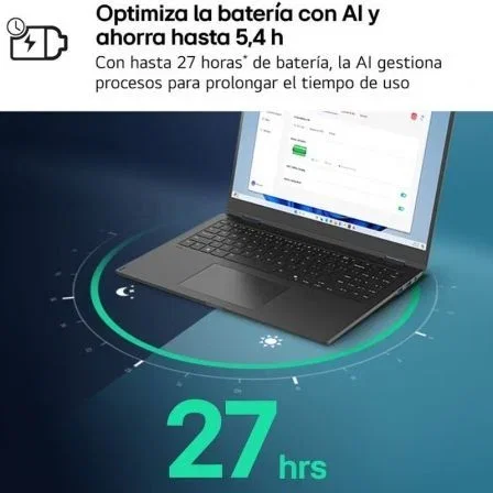 LG Gram 15Z80T-G.AU88B con AMD Ryzen AI 7, 32 GB RAM, 1 TB SSD, Negro